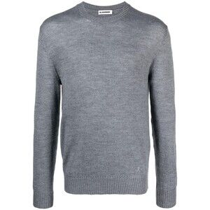 JIL SANDER Sweater Mens Size 54 Gray Pullover Crew Extrafine Virgen Wool $690